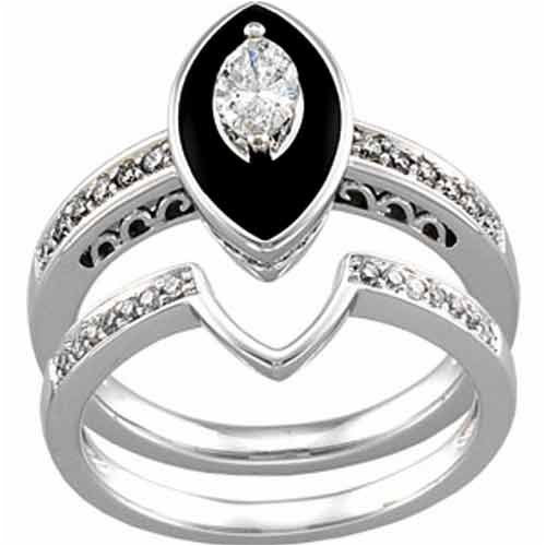 Black Onyx Wedding Ring
 Amazon 14K White Gold Antique Inspired Marquise Black