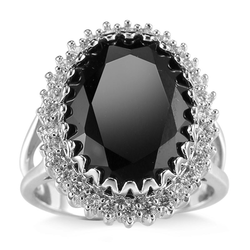 Black Onyx Wedding Ring
 Fashion Women 925 Silver Black yx Ring Wedding