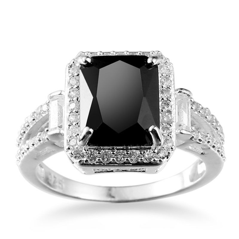 Black Onyx Wedding Ring
 Women Fashion Jewelry 925 Sterling Silver Black yx