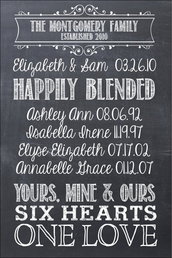 Blended Family Wedding Quotes
 First We Had Each Other Family SIgn 16x24 Chalkboard Modern