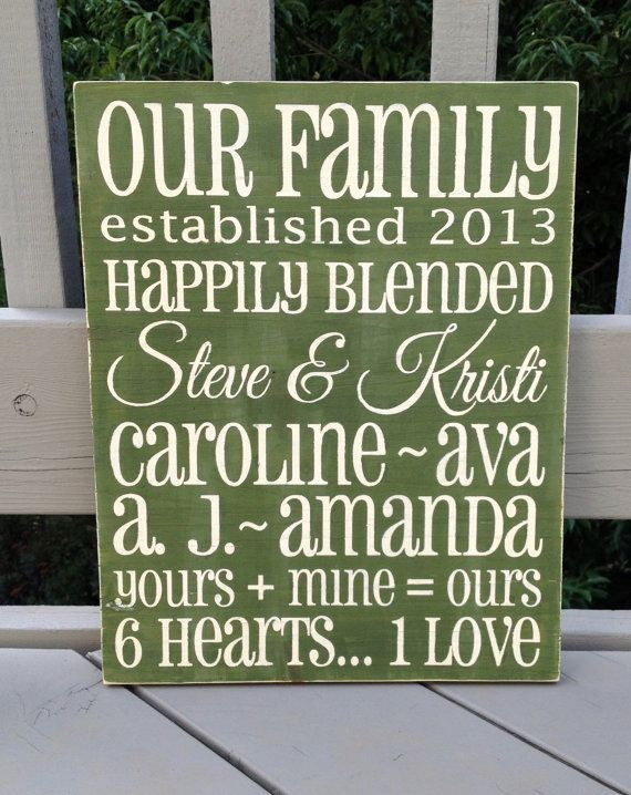 Blended Family Wedding Quotes
 Blended Family Customized Sign hand painted wooden by