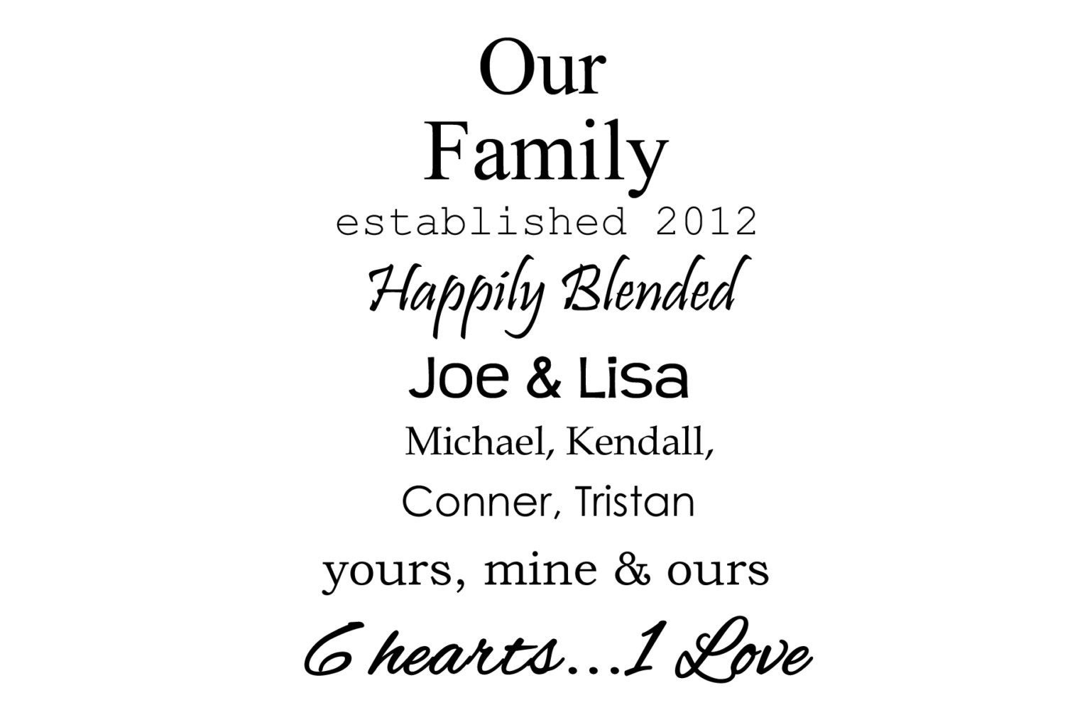 Blended Family Wedding Quotes
 Our Family Happily Blended Vinyl Wall Quote