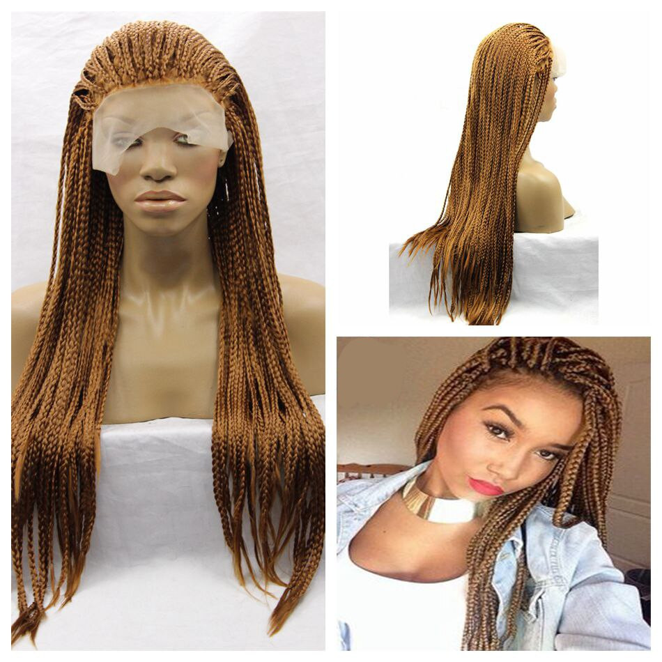 Blonde Lace Front Wigs With Baby Hair
 Braids Wigs Synthetic Blonde Hair Glueless Wig Natural