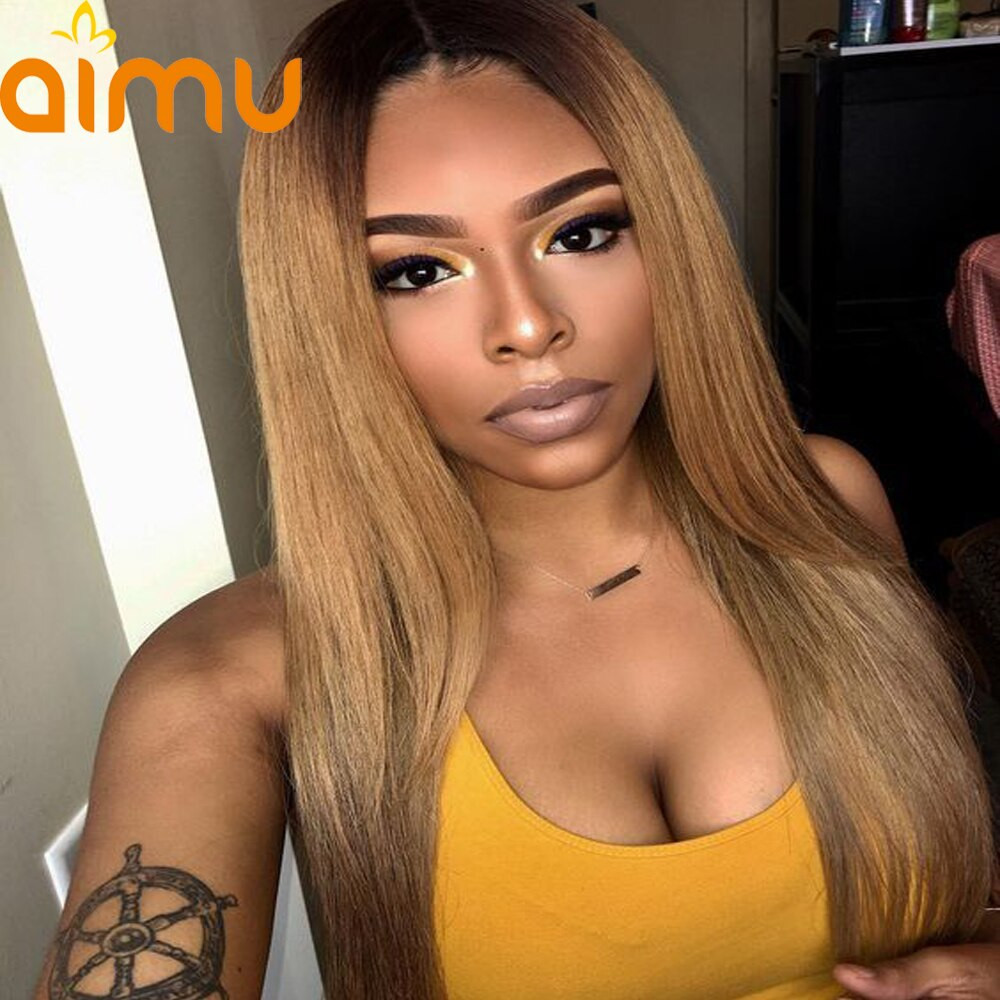 Blonde Lace Front Wigs With Baby Hair
 1B 27 Honey Blonde Ombre Lace Front Wig With Baby Hair 180
