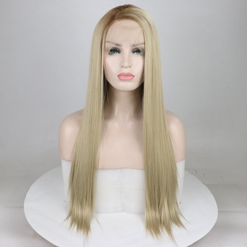 Blonde Lace Front Wigs With Baby Hair
 Fantasy Beauty Blonde Wig 26Inch Ombre Lace Front Wig With