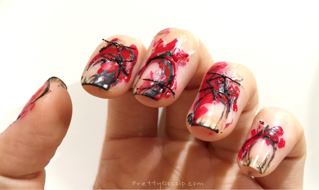 Bloody Nail Art
 Easy and Scary Bloody Halloween Nail Look
