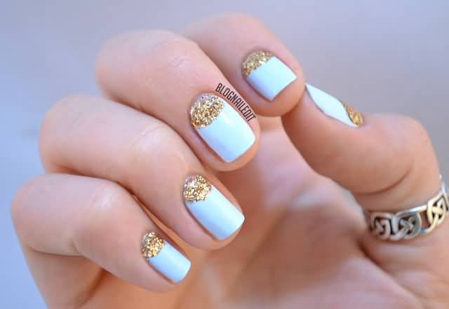 Blue And Gold Nail Art
 65 Most Beautiful Glitter Nail Art Designs