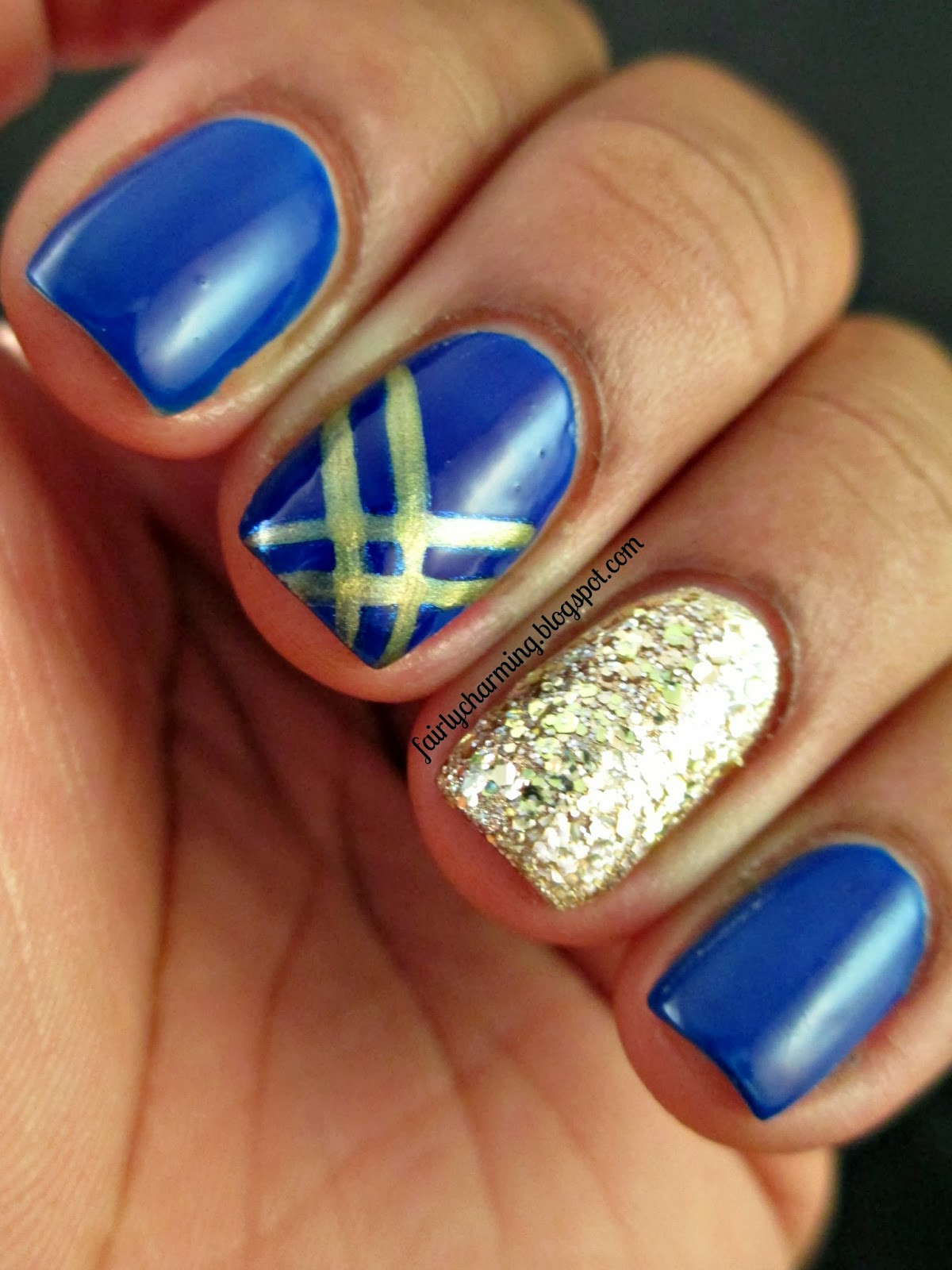 Blue And Gold Nail Art
 Fairly Charming Trending Now Blue & Gold