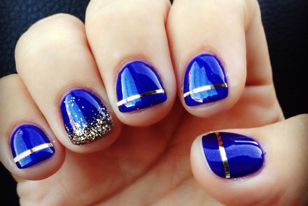 Blue And Gold Nail Art
 51 Very Beautiful Accent Nail Art Design Ideas