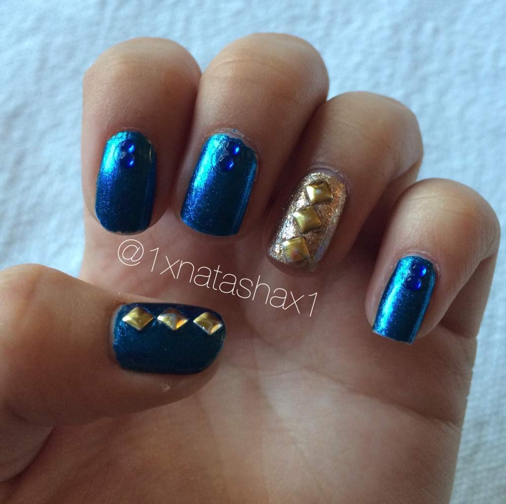 Blue And Gold Nail Art
 Blue and gold