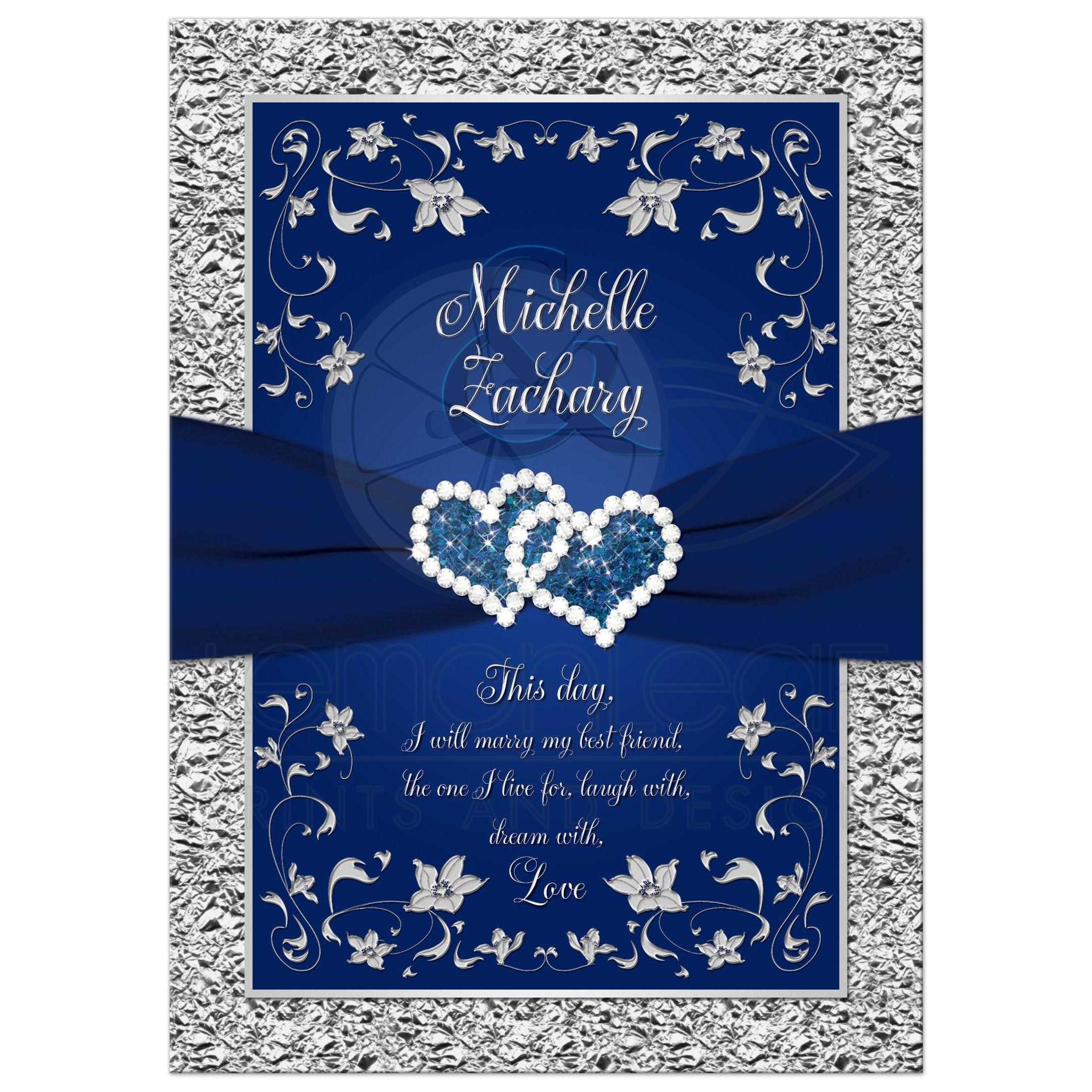 Blue And Silver Wedding Invitations
 Wedding Invitation Navy Blue Silver