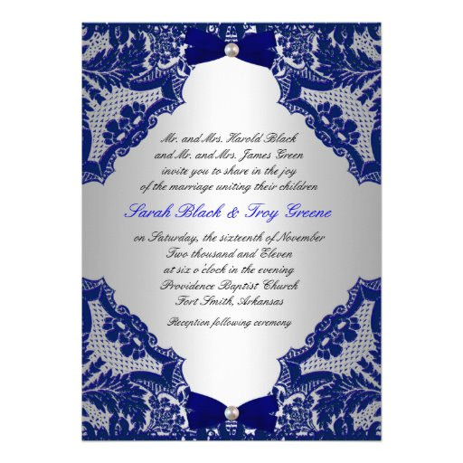 Blue And Silver Wedding Invitations
 Navy blue and Silver Wedding Invitation 5" X 7" Invitation