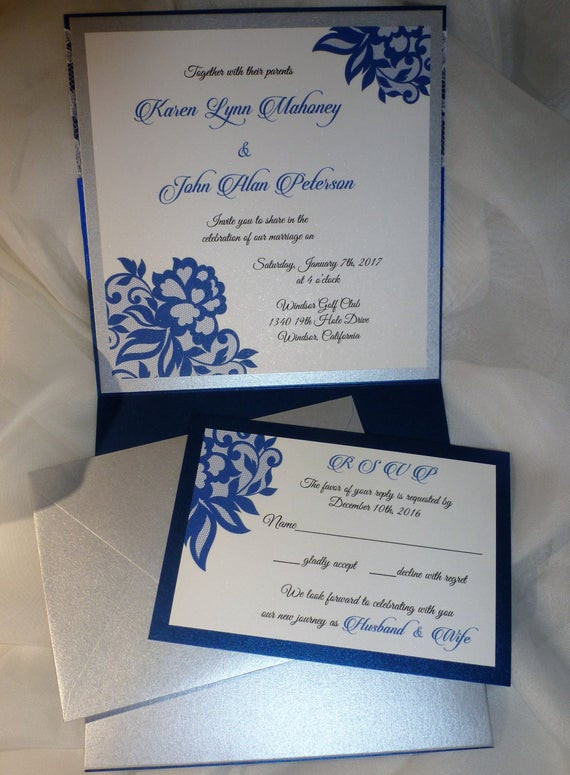 Blue And Silver Wedding Invitations
 Royal blue and Silver Wedding Invitation SAMPLE Blue
