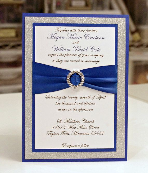 Blue And Silver Wedding Invitations
 Stunning Royal Blue & Silver Glitter Wedding by