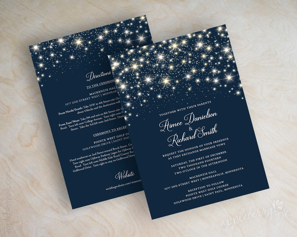 Blue And Silver Wedding Invitations
 Star Wedding Invitations Navy Blue Wedding Invitations