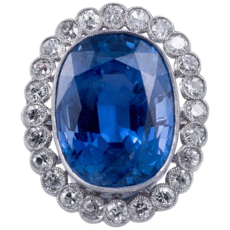 Blue Diamond Rings For Sale
 Magnificent Natural Blue Sapphire and Diamond Ring For