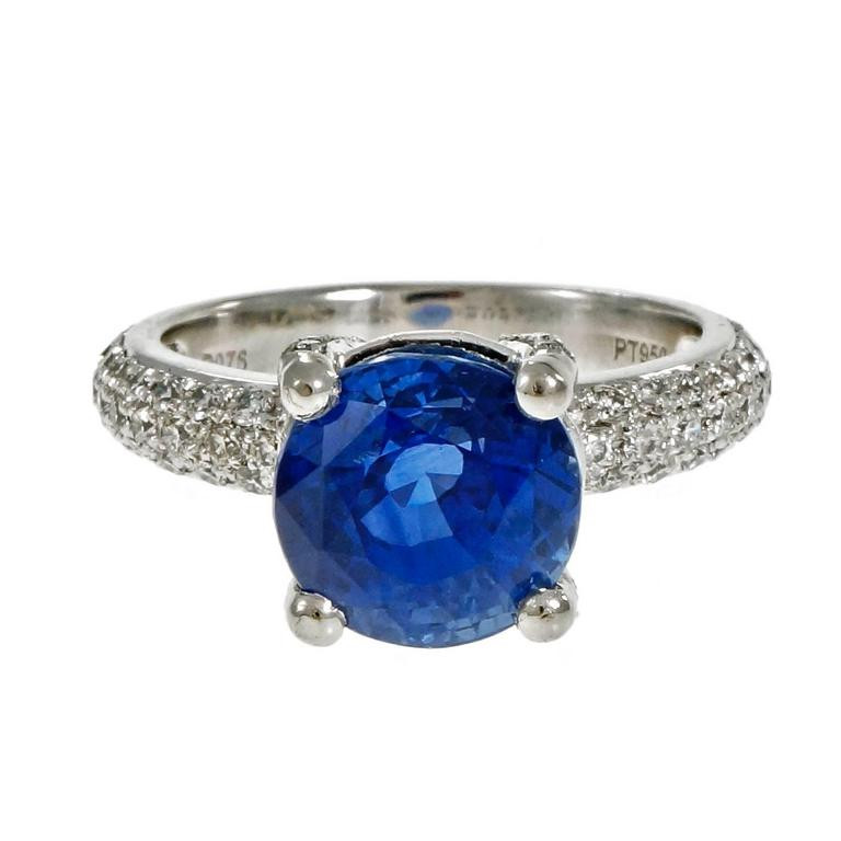 Blue Diamond Rings For Sale
 5 05 Carats Round Blue Sapphire Diamond Platinum