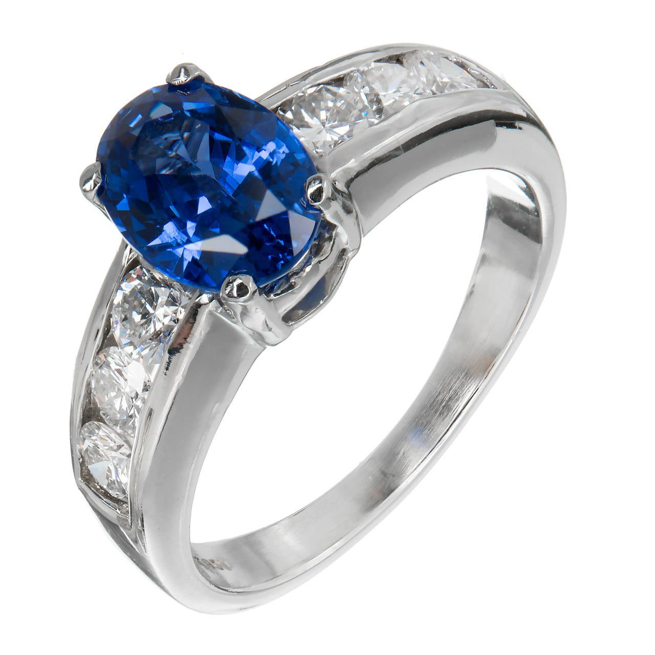 Blue Diamond Rings For Sale
 Natural Blue Sapphire and Diamond Platinum Engagement Ring