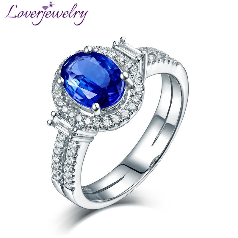 Blue Diamond Rings For Sale
 Oval 8x10mm 14Kt White Gold Diamond Blue Tanzanite Ring