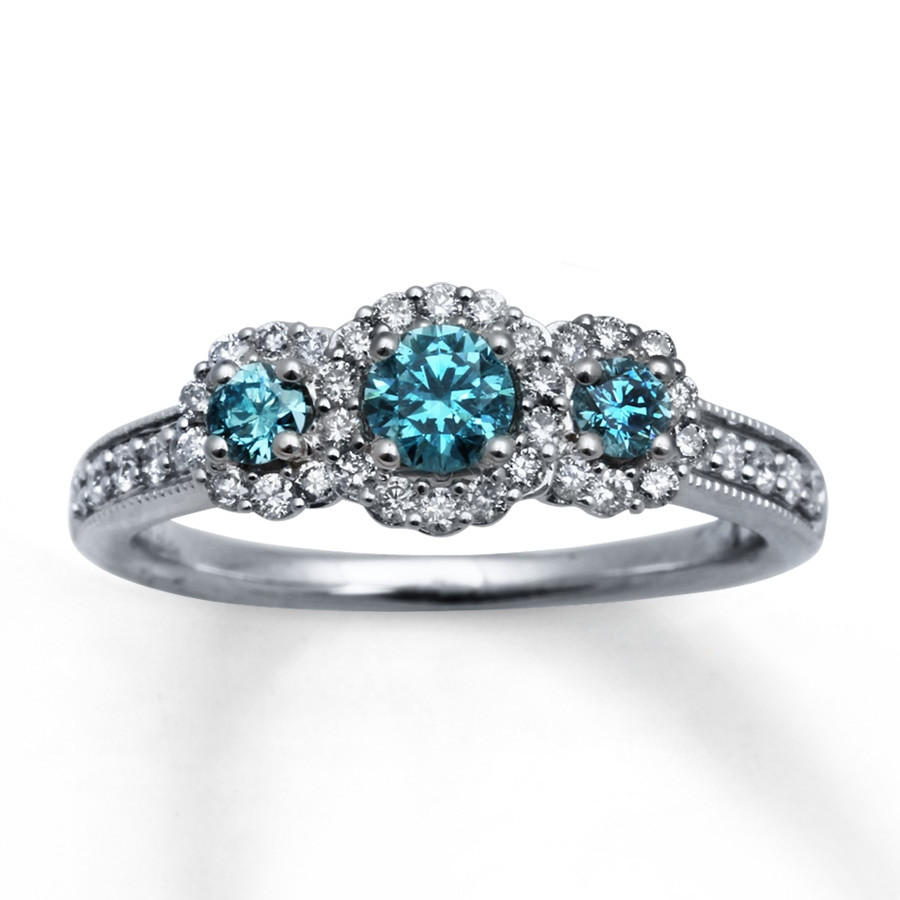 Blue Diamonds Rings
 Kay Light Blue Diamonds 7 8 ct tw Engagement Ring 14K