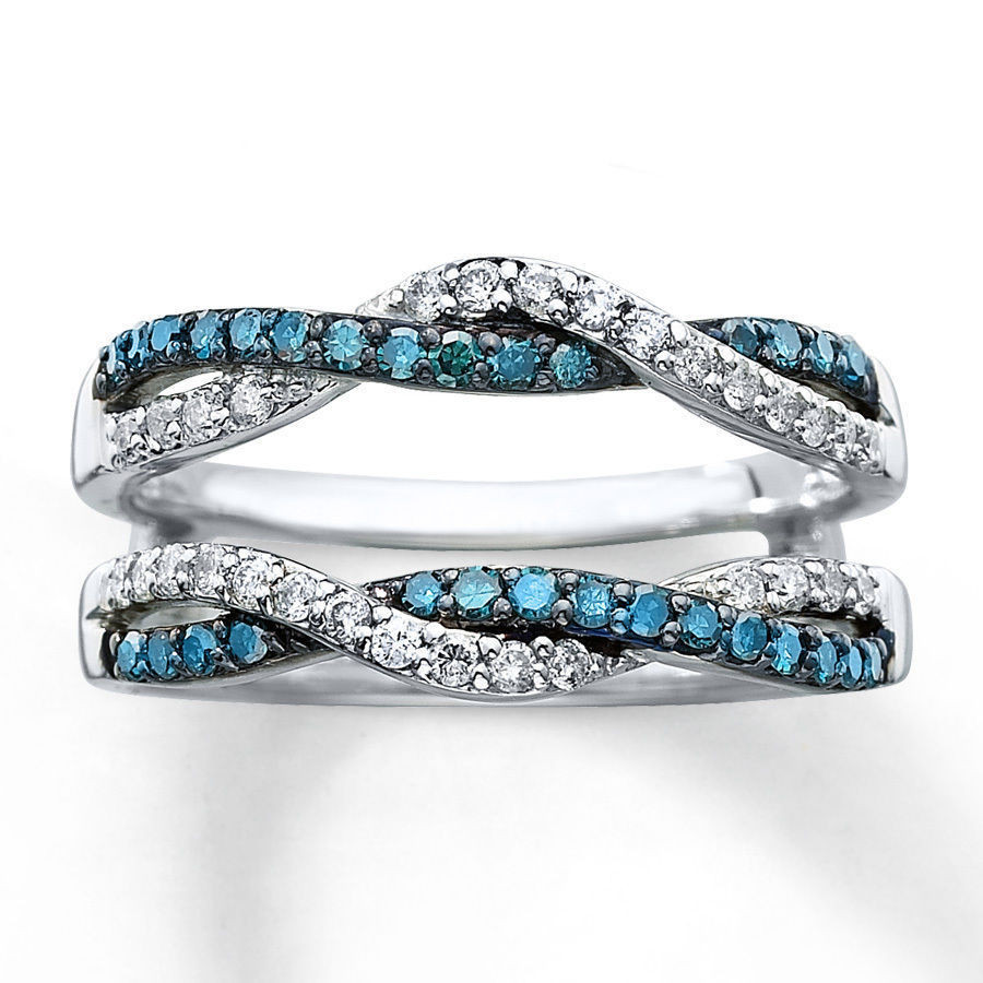 Blue Diamonds Rings
 Blue Diamond Solitaire Engagement Ring Enhancer Wrap 14K