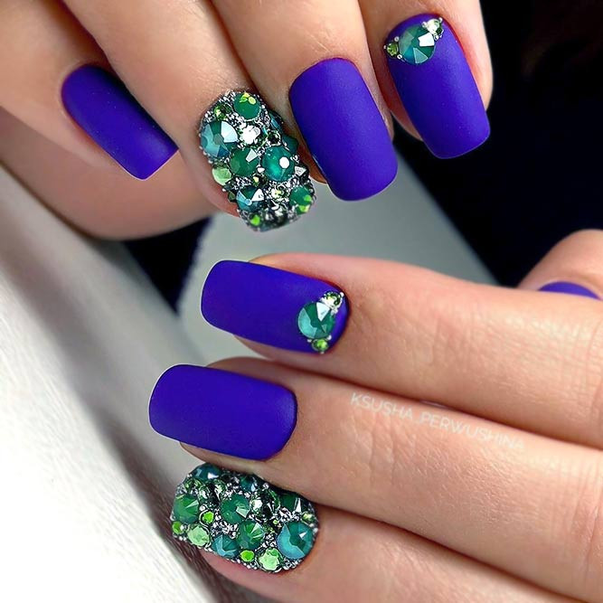 Blue Nail Designs With Rhinestones
 20 Matte Nails Designs To Meet This Fall