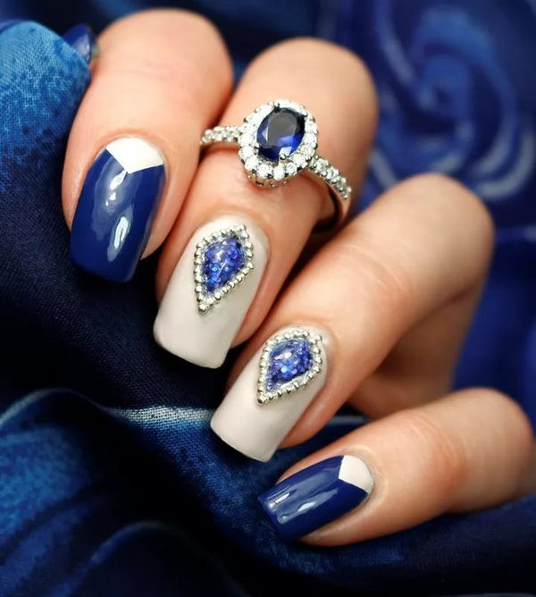 Blue Nail Designs With Rhinestones
 Blue nail art ideas – a universe of creative manicure designs