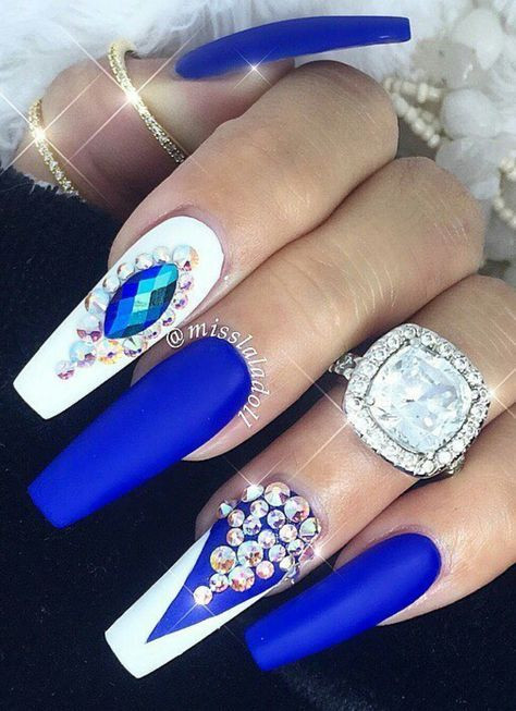 Blue Nail Designs With Rhinestones
 40 of Acrylic Nail Designs