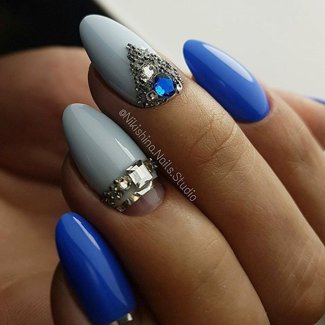 Blue Nail Designs With Rhinestones
 307 best NAIL ART images on Pinterest