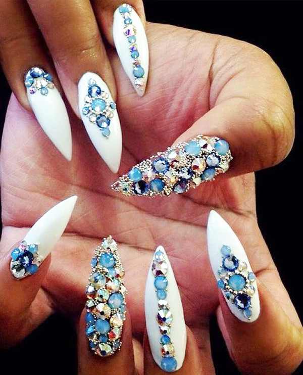 Blue Nail Designs With Rhinestones
 Stunning Rhinestone Nail Art Designs To Try Out