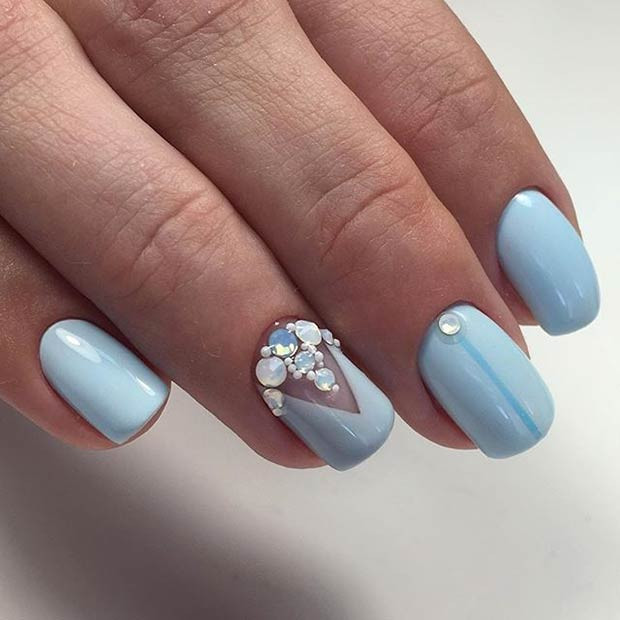 Blue Nail Designs With Rhinestones
 23 Elegant Nail Art Designs for Prom 2018
