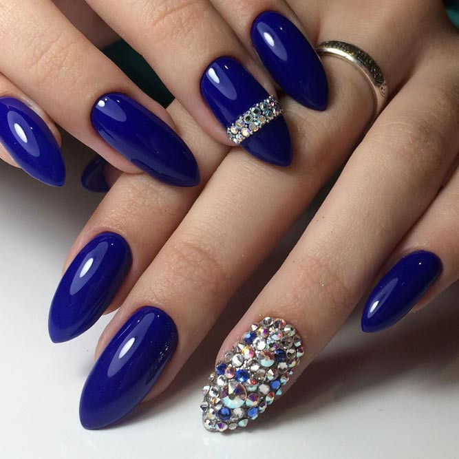 Blue Nail Designs With Rhinestones
 Undeniable Beauty Blue Nail Designs