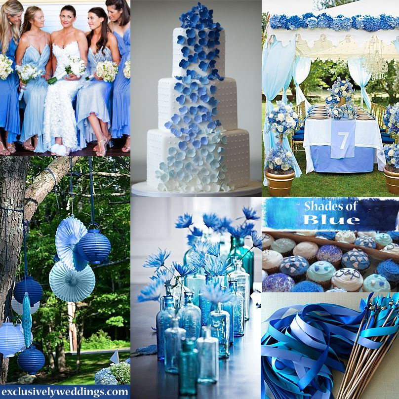 Blue Themed Weddings
 Shades of Blue Wedding Colors exclusivelyweddings