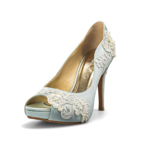 Blue Wedding Shoes For Bride
 Something Blue Wedding Shoes with Lace Powder Blue Bridal