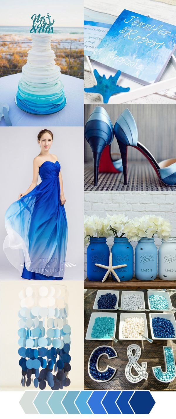 Blue Wedding Themes Ideas
 ombre blue wedding color ideas for beach theme