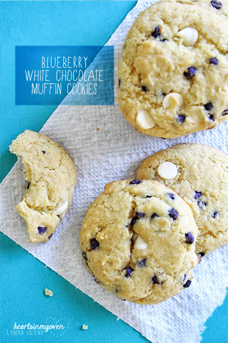 Blueberry White Chocolate Cookies
 Hearts in My Oven Blueberry White Chocolate Muffin Cookies