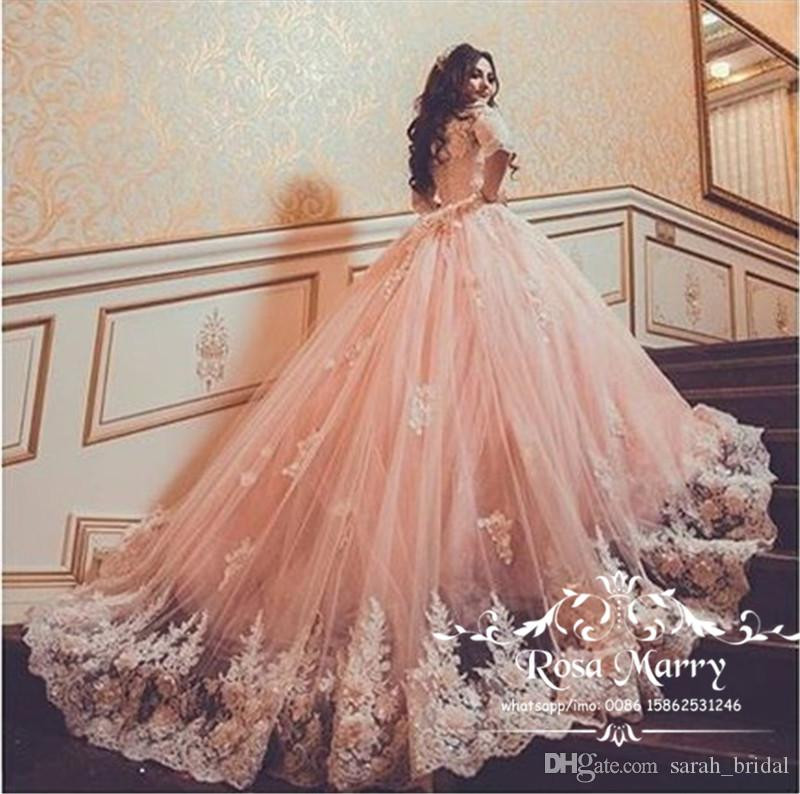 Blush Wedding Gowns 2020
 Blush Pink Ball Gown Arabic Quinceanera Prom Dresses 2020