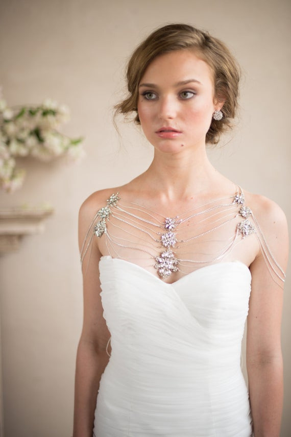 Body Jewelry Dress
 Shoulder Necklace Bridal Body Jewelry Silver by