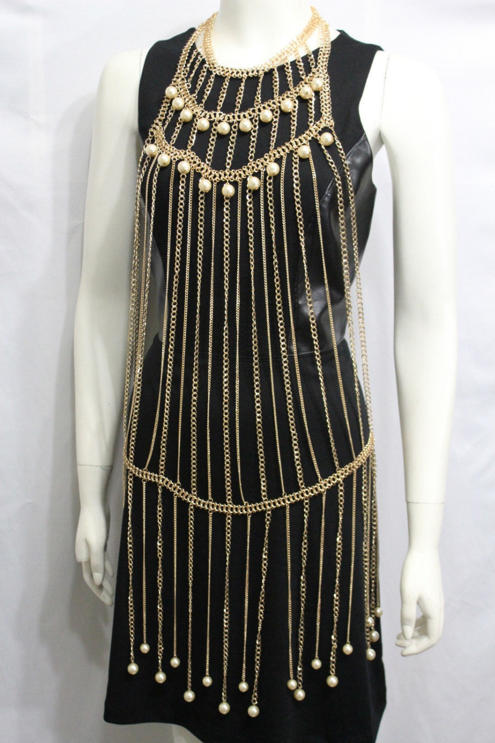 Body Jewelry Dress
 Women Gold Metal Full Body Chains Fashion Jewelry Harness