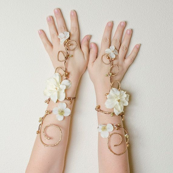 Body Jewelry Fantasy
 Gold and ivory fairy arm cuffs in 2019