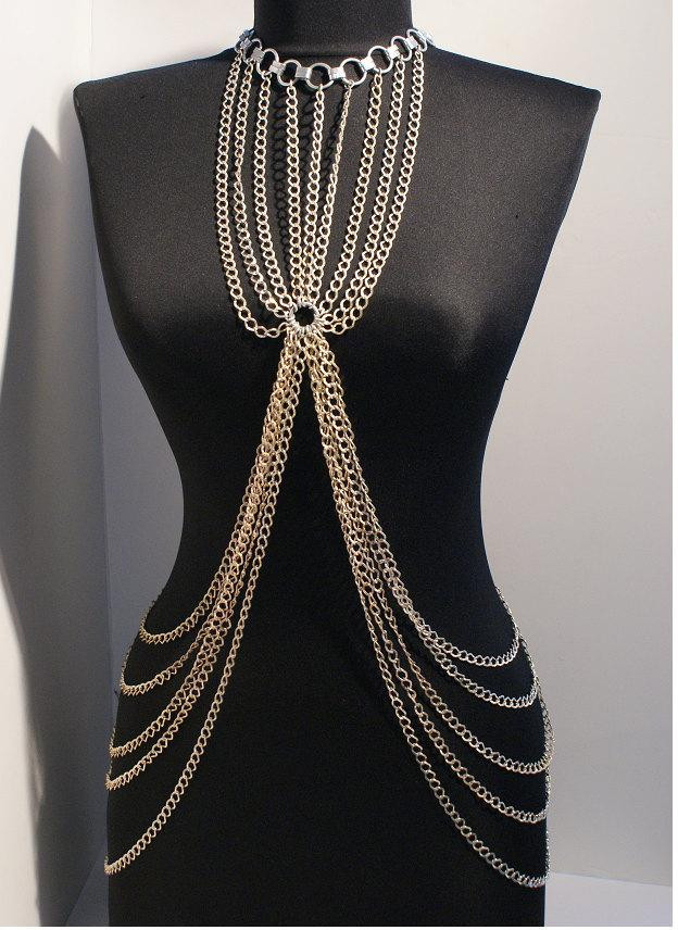 Body Jewelry Festival
 Silver Body Chain Necklace Chain Fashion Body Jewelry