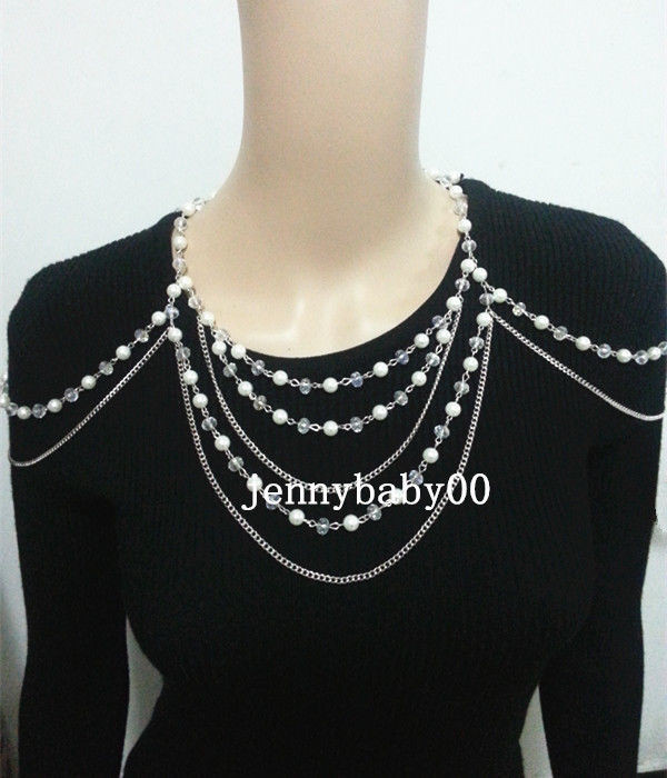 Body Jewelry Shoulder
 New Pearl Body Chain Jewelry Body Shoulder Chain Harness