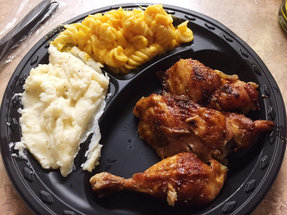 Boston Market Mashed Potatoes
 3 piece dark chicken meal with mashed potatoes and Mac and
