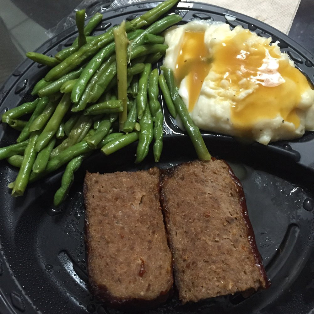 Boston Market Mashed Potatoes
 Regular Meatloaf Plate with Green Beans and Mashed