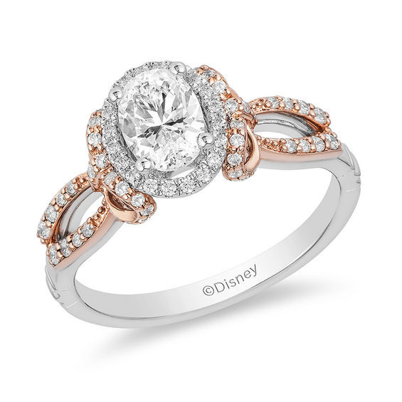 Bow Wedding Ring
 Enchanted Disney Snow White 1 CT T W Oval Diamond Frame