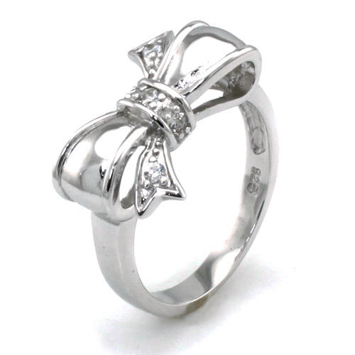 Bow Wedding Ring
 Women s Sterling Silver 925 CZ Infinity Bow Wedding Ring