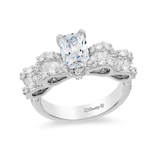 Bow Wedding Ring
 Enchanted Disney Snow White 1 3 4 CT T W Emerald Cut