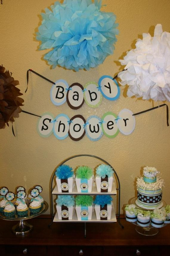 Boy Baby Shower Decor Ideas
 Baby Boy Shower Party Decoration Package by sdoodlesbakeshop