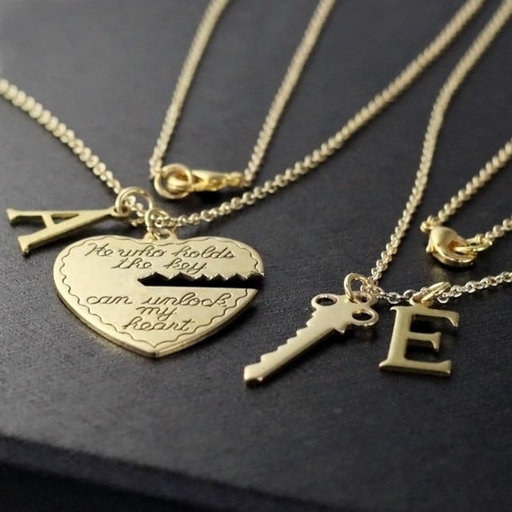 Boyfriend And Girlfriend Necklaces
 boyfriend girlfriend t He who holds the key gold necklace
