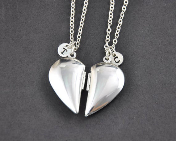 Boyfriend And Girlfriend Necklaces
 TWO necklaces Secret message Locket Necklace by InitialFashion